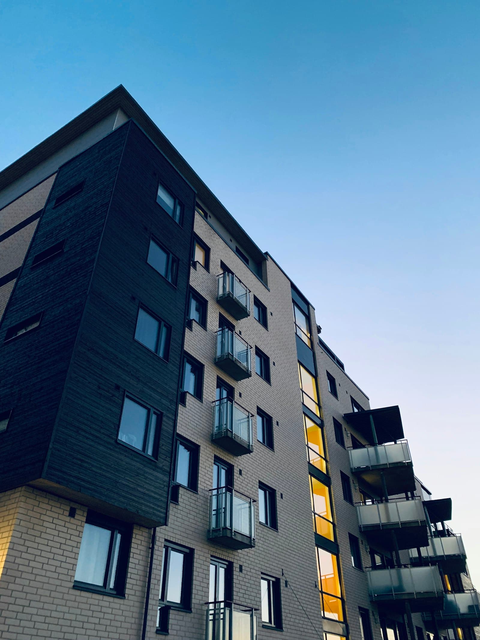 Apartment building exterior in a city neighbourhood